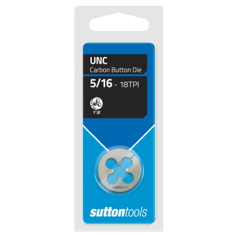 BUTTON DIE CARDED CHROME UNC 6-32 X 1 INCH O.D - SUTTON 